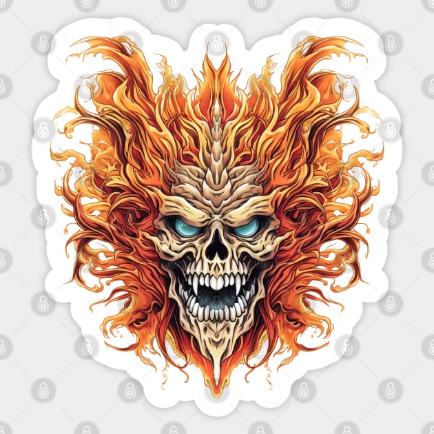 Flaming Skull Sticker by David Kincaid Art